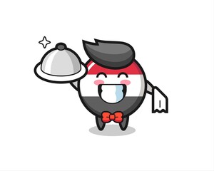 Character mascot of yemen flag badge as a waiters