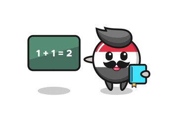 Illustration of yemen flag badge character as a teacher
