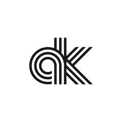 Letter AK logo creative modern monogram, many lines smooth geometric logo initials