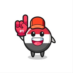 yemen flag badge illustration cartoon with number 1 fans glove