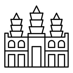 Vector Angkor Wat Outline Icon Design