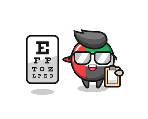 Illustration of uae flag badge mascot as an ophthalmology