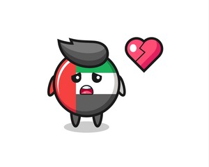 uae flag badge cartoon illustration is broken heart