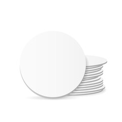 Round beer coasters isolated on white background. Branding template.
