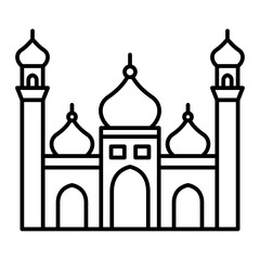 Vector Badshahi Mosque Outline Icon Design