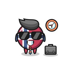 Obraz premium Cartoon mascot of norway flag badge as a businessman