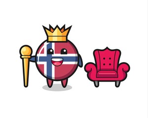 Fototapeta premium Mascot cartoon of norway flag badge as a king