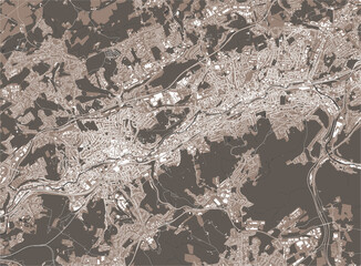 map of the city of Wuppertal, Germany