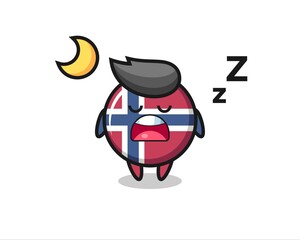 norway flag badge character illustration sleeping at night