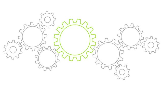 Video Drehende Grafische Zahnr&auml;der Gro&szlig; Und Klein Kontur Gr&uuml;n/Grau