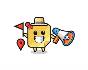 Character cartoon of sticky note as a tour guide