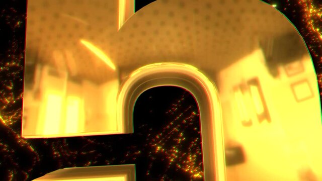 メタリックな金属の3Dの数字のカウントダウン動画　3D　10秒