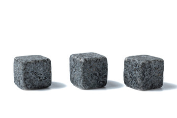 Three drinks cooler soapstone cubes isolated on white background.