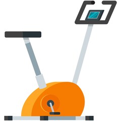Stationary bike exercise gym vector icon on white