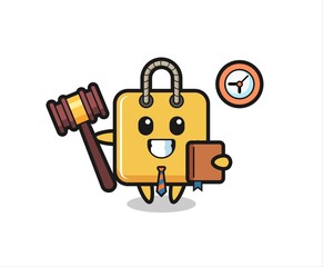 Fototapeta premium Mascot cartoon of shopping bag as a judge