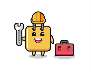 Mascot cartoon of shopping bag as a mechanic