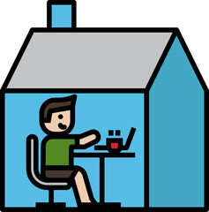 Work at home icon. Covid concept icon style 
