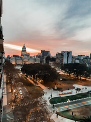 Atardecer de la ciudad de Buenos Aires-Argentina Barrio congreso 
