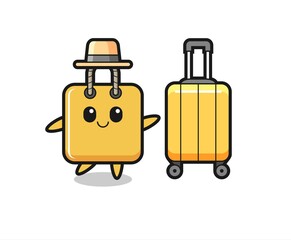 shopping bag cartoon illustration with luggage on vacation