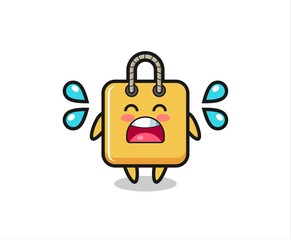 shopping bag cartoon illustration with crying gesture