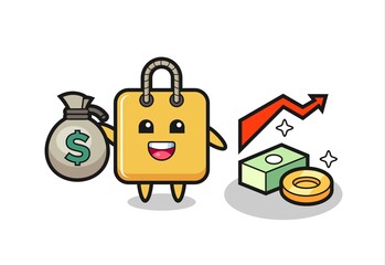 shopping bag illustration cartoon holding money sack