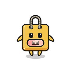 Cartoon Illustration of shopping bag with tape on mouth
