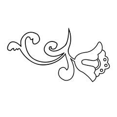 Patterned curls close-up on a white background. Fragments of vector graphics. Material for creating ornaments and seamless designs.