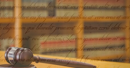 Constitution text against close up of mallet in the court room