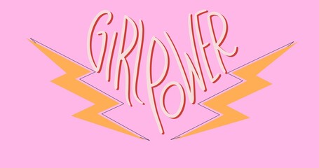 Composition of text girl power on pink background