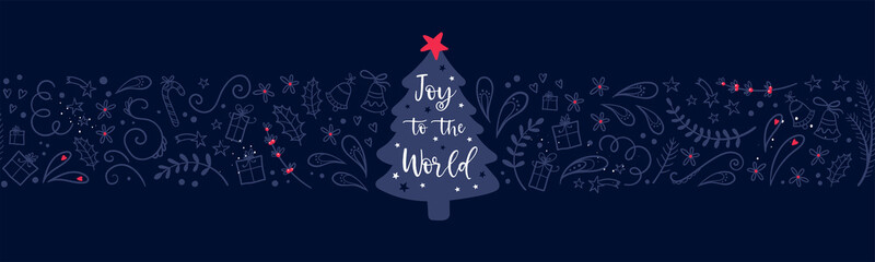 Cute hand drawn Christmas doodles seamless pattern, lovely abstract background, great for wrapping, textiles, surfaces, banners, wallpapers - vector design