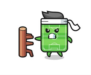 football field cartoon illustration as a karate fighter