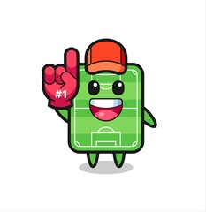 football field illustration cartoon with number 1 fans glove