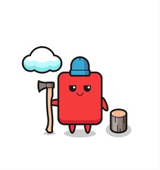 Character cartoon of red card as a woodcutter