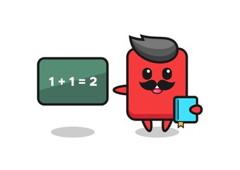 Illustration of red card character as a teacher