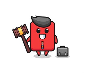 Illustration of red card mascot as a lawyer