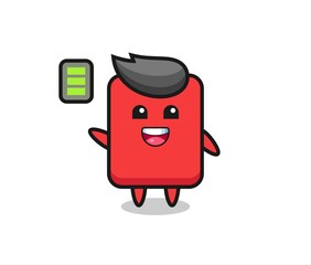 red card mascot character with energetic gesture