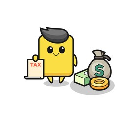 Character cartoon of yellow card as a accountant