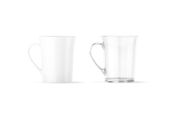 Blank ceramic and glass bell-shaped 11oz mug mockup, front view