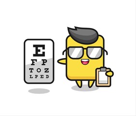 Fototapeta premium Illustration of yellow card mascot as an ophthalmology
