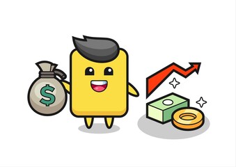 yellow card illustration cartoon holding money sack