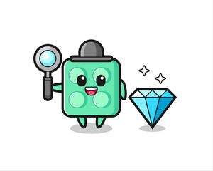 Illustration of brick toy character with a diamond