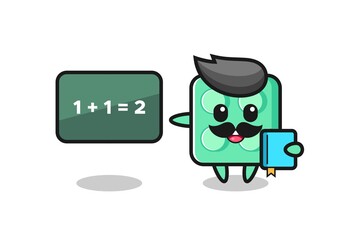 Fototapeta premium Illustration of brick toy character as a teacher