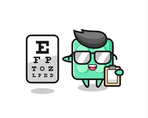 Illustration of brick toy mascot as an ophthalmology