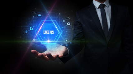 Man hand holding social inscription