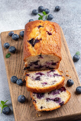 Blueberry loaf pound cake with fresh blueberries