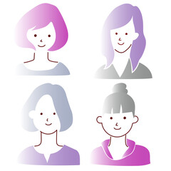 女性のアイコンベクターイラストセット