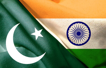 Indian flag and Pakistan flag