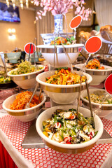 dishes in the restaurant on the table in business lunch