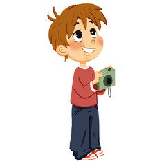 Child boy with camera