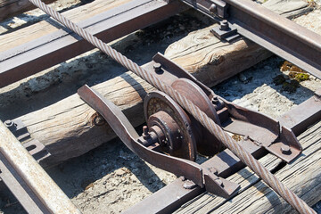 pulley and rope of the railway lifting mechanism